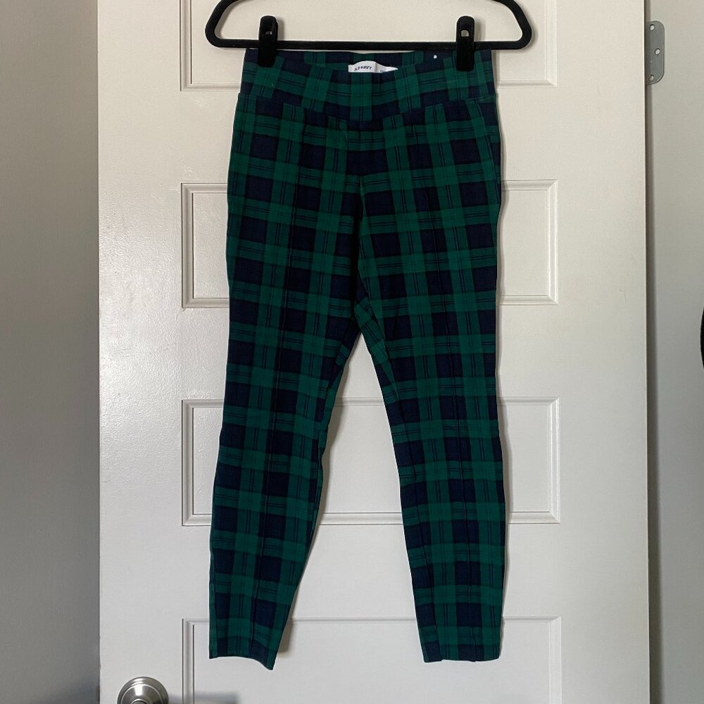 Old Navy Green and Blue Plaid Stretchy Pants